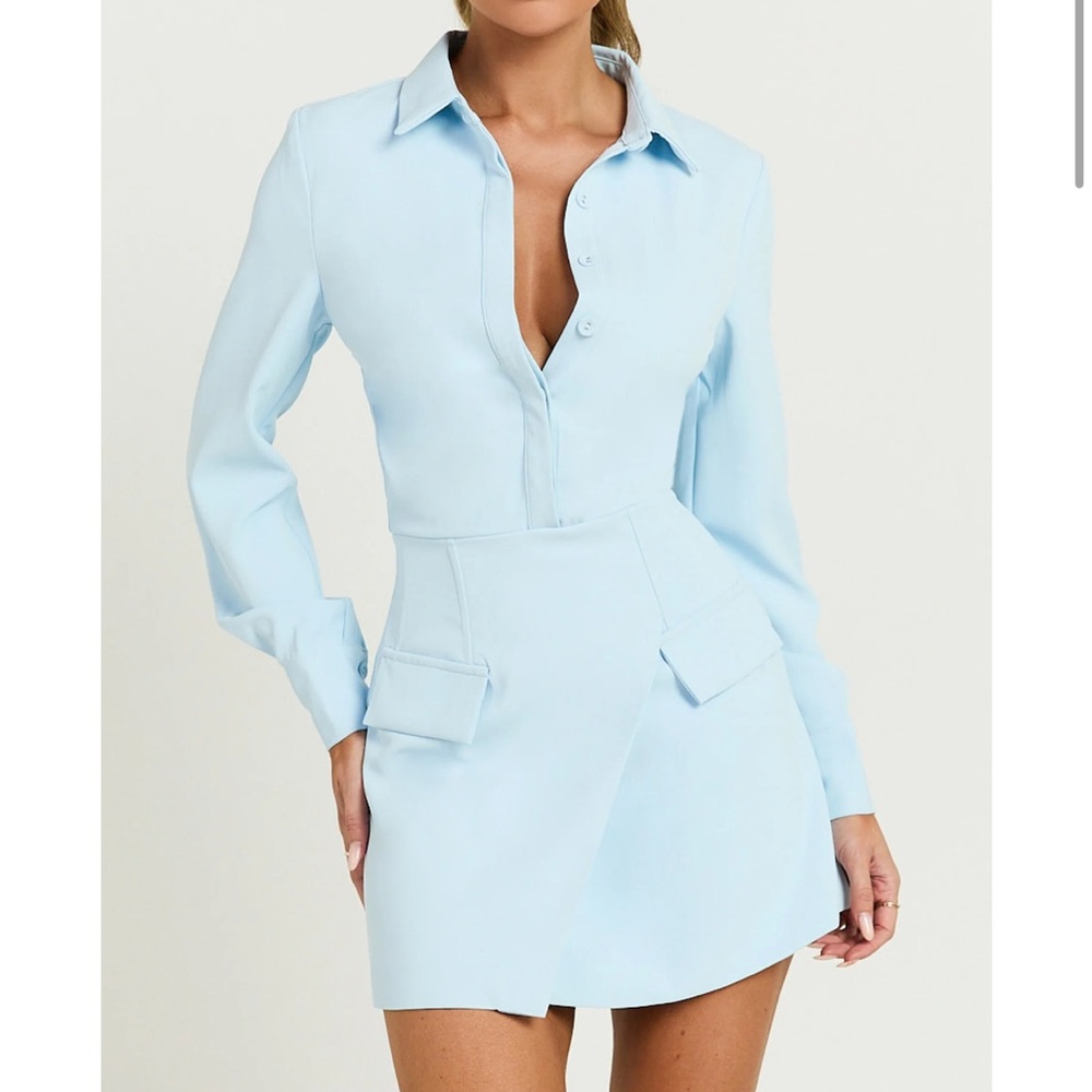 Showpo Light Blue Long Sleeve Dress